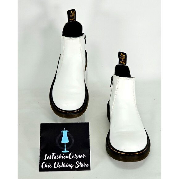 Dr. Martens Big Kid's White Leather Chelsea Boots Size 4 J 117 - Picture 11 of 16